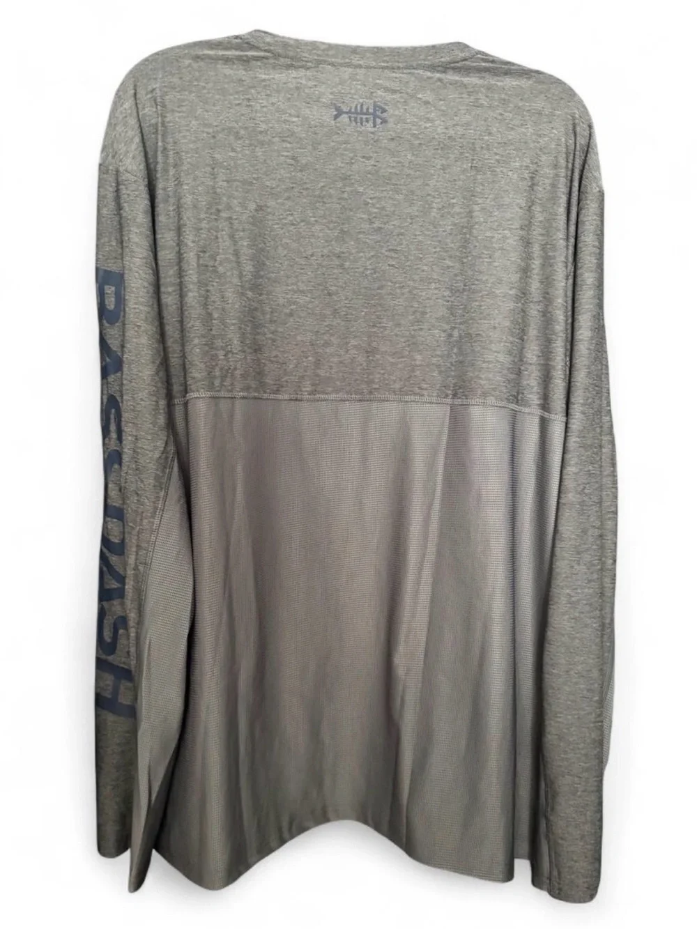 Men's Gray Long-Sleeve Swim Rash Guard - Fishing Print